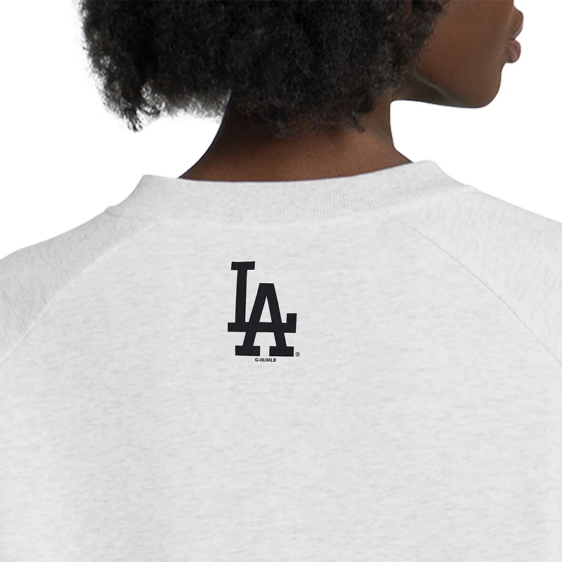 Women's Starter Gray Los Angeles Dodgers Show Up Fashion Cropped V-Neck Sweatshirt