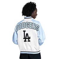 Veste universitaire raglan à boutons-pression en satin Starter bleu clair/blanc Los Angeles Dodgers Blitz pour femme