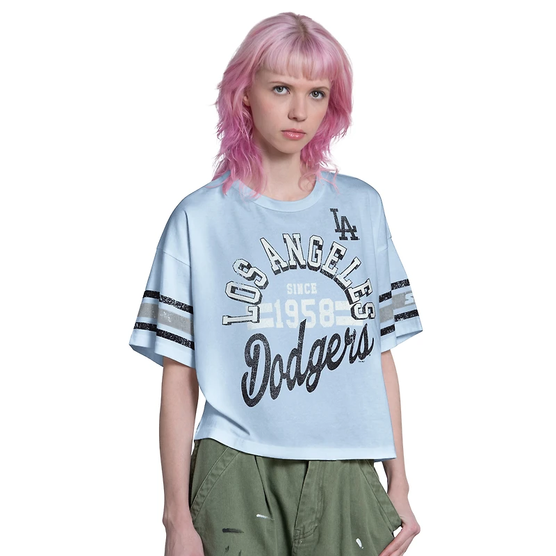 Women's Starter Light Blue Los Angeles Dodgers Cropped Hurry Up Offense T-Shirt