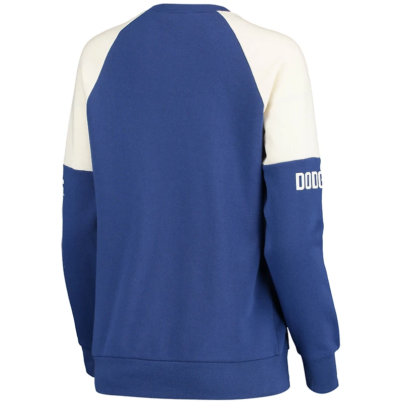Women's Starter Royal/Red Los Angeles Dodgers Baseline Raglan Pullover Sweatshirt