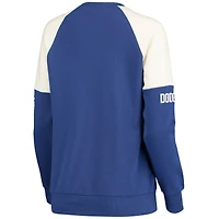 Women's Starter Royal/Red Los Angeles Dodgers Baseline Raglan Pullover Sweatshirt