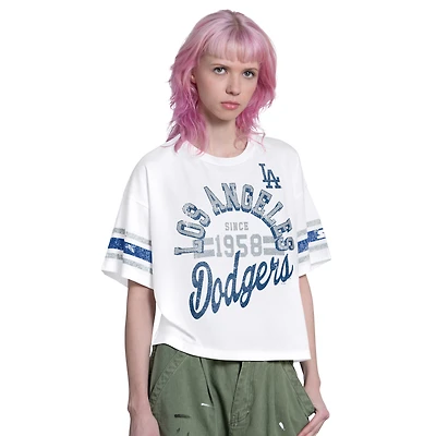 Women's Starter  Light Blue Los Angeles Dodgers Cropped Hurry Up Offense T-Shirt