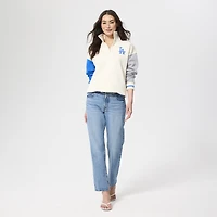 Pull à col zippé Terez crème pour femme, Los Angeles Dodgers, colorblock