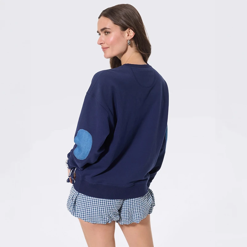 Women's Terez Navy Los Angeles Dodgers Denim Patch Sweatshirt