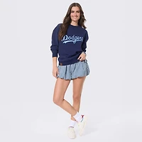 Women's Terez Navy Los Angeles Dodgers Denim Patch Sweatshirt