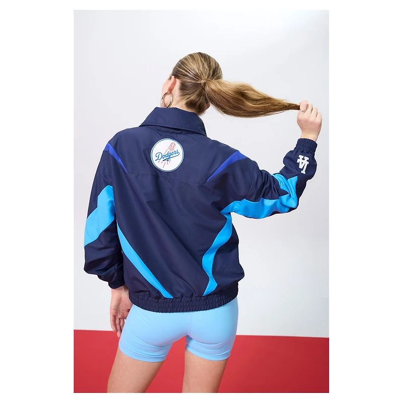 Women's Terez  Navy Los Angeles Dodgers Ripstop Chevron Quarter-Zip Pullover