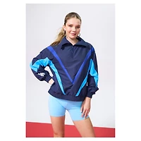 Women's Terez  Navy Los Angeles Dodgers Ripstop Chevron Quarter-Zip Pullover