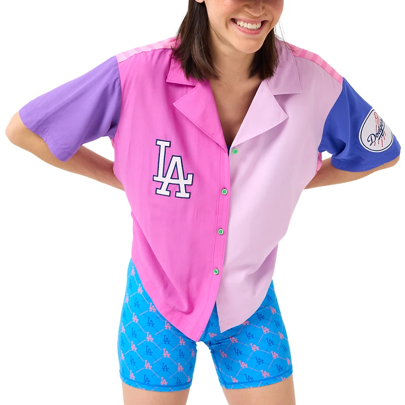Chemise boutonnée à blocs de couleurs Terez rose des Los Angeles Dodgers pour femmes