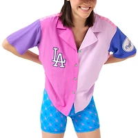 Chemise boutonnée à blocs de couleurs Terez rose des Los Angeles Dodgers pour femmes