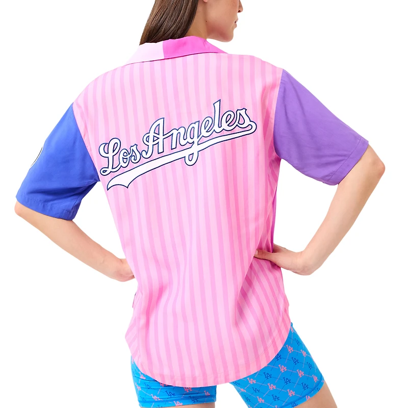 Chemise boutonnée à blocs de couleurs Terez rose des Los Angeles Dodgers pour femmes