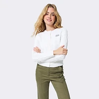 Gilet en maille torsadée Terez White Los Angeles Dodgers pour femme