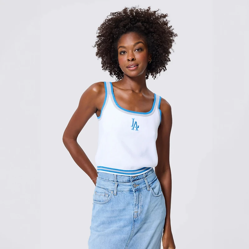 Débardeur court en maille Terez blanc pour femme, Los Angeles Dodgers