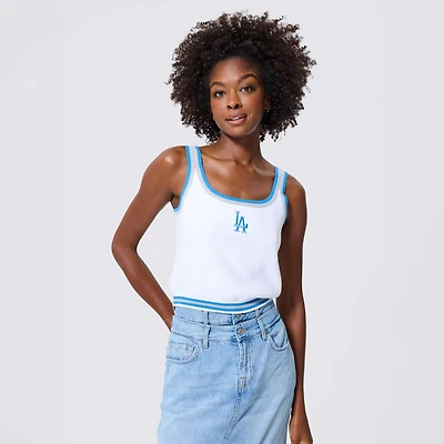 Women's Terez White Los Angeles Dodgers Knit Cropped Tank Top