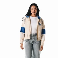 Veste de survêtement zippée couleur crème The Wild Collective pour femme des Dodgers Los Angeles