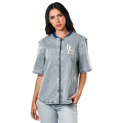 Haut zippé en denim pour femme The Wild Collective des Los Angeles Dodgers