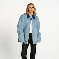 Veste de mécanicienne zippée en denim The Wild Collective pour femme, Los Angeles Dodgers
