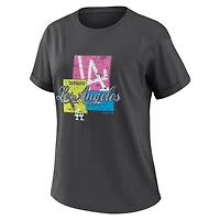 Women's WEAR by Erin Andrews Charcoal Los Angeles Dodgers Domestic Box Color Boyfriend T-Shirt