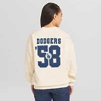 Sweat-shirt à col rond épais crème Los Angeles Dodgers de la marque WEAR by Erin Andrews pour femmes