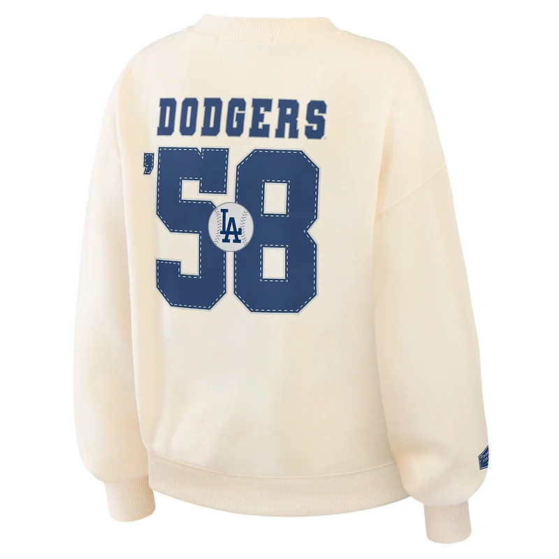 Sweat-shirt à col rond épais crème Los Angeles Dodgers de la marque WEAR by Erin Andrews pour femmes