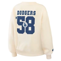 Sweat-shirt à col rond épais crème Los Angeles Dodgers de la marque WEAR by Erin Andrews pour femmes