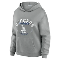 Women's WEAR by Erin Andrews Gray Los Angeles Dodgers Plus Waffle-Knit Long-Sleeve Hoodie & Lounge Pant Set