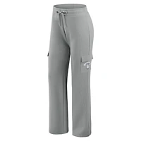 Ensemble sweat à capuche manches longues et pantalon de détente en tricot gaufré grande taille pour femme par Erin Andrews Gray Los Angeles Dodgers