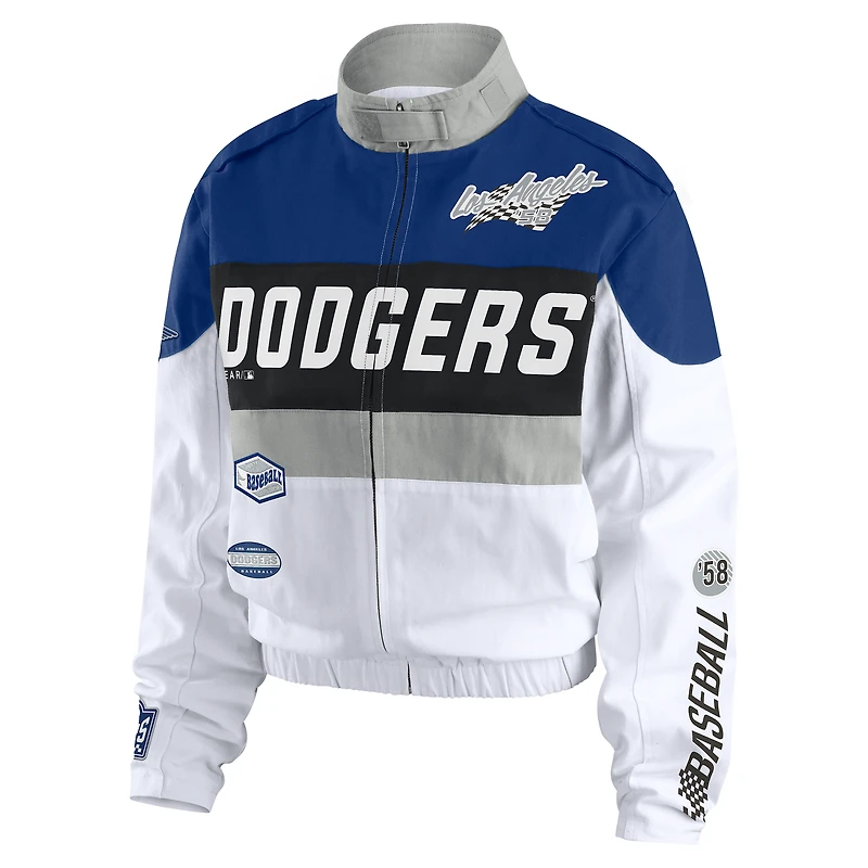 Veste zippée intégrale WEAR by Erin Andrews pour femme, bleu royal/blanc, des Dodgers de Los Angeles.