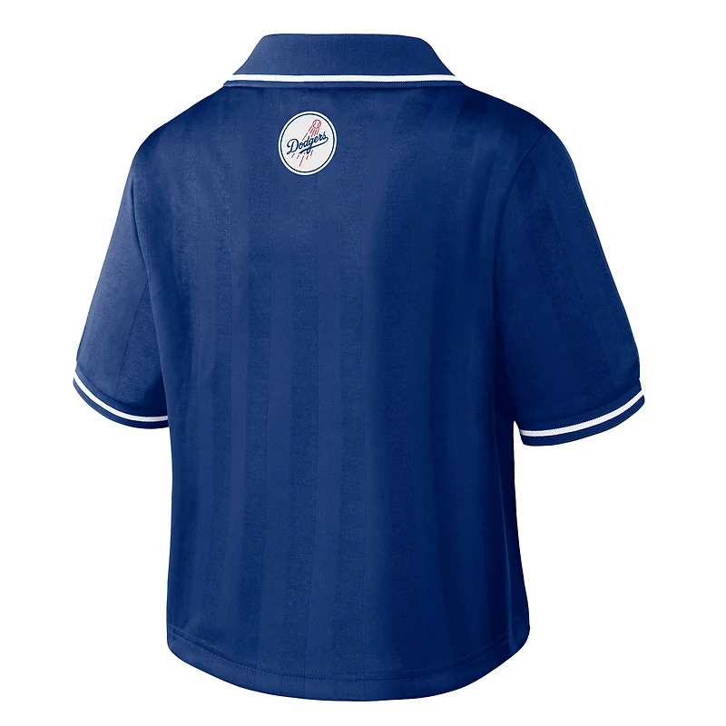 Women's WEAR by Erin Andrews Royal Los Angeles Dodgers Cropped V-Neck Polo