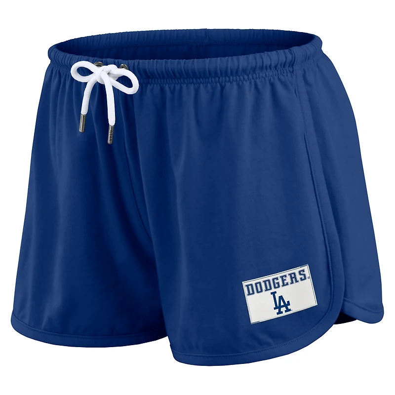 Ensemble de détente pour femme WEAR by Erin Andrews Royal Los Angeles Dodgers, composé d'un t-shirt court à manches longues et short en jersey rugby épais