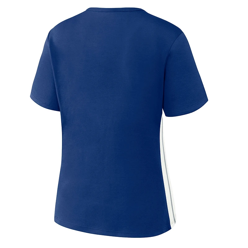 Women's WEAR by Erin Andrews Royal Los Angeles Dodgers Notch Neck Cropped T-Shirt