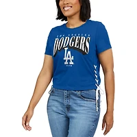 WEAR by Erin Andrews Royal Los Angeles Dodgers T-shirt court à lacets sur le côté pour femmes