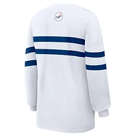 T-shirt rayé oversize à manches longues pour femmes WEAR by Erin Andrews, Los Angeles Dodgers, blanc