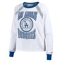 WEAR by Erin Andrews T-shirt blanc à manches longues raglan des Dodgers de Los Angeles pour femmes