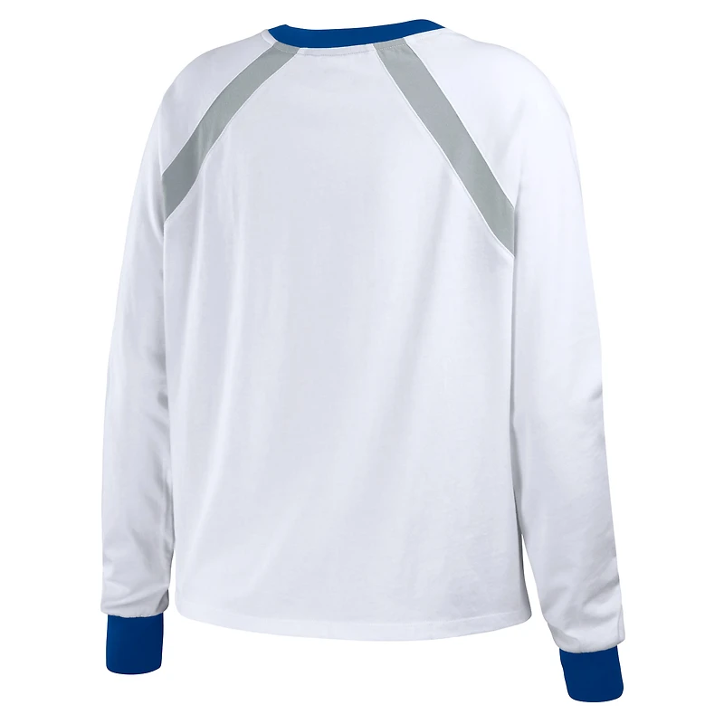 WEAR by Erin Andrews T-shirt blanc à manches longues raglan des Dodgers de Los Angeles pour femmes