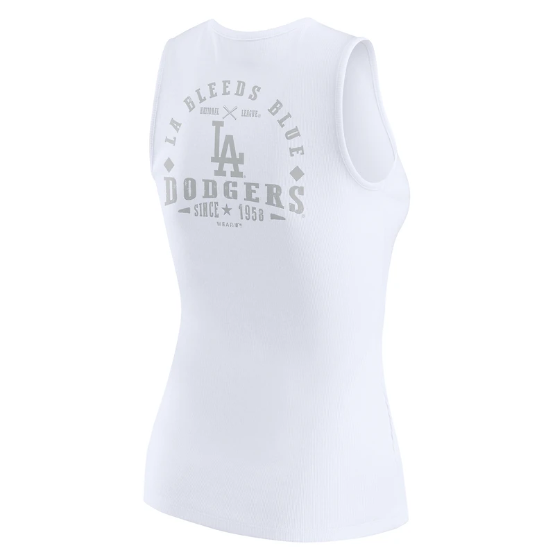 Débardeur Henley côtelé blanc pour femme WEAR by Erin Andrews des Dodgers de Los Angeles