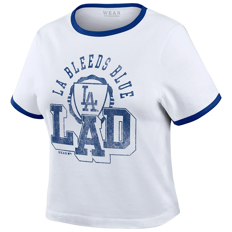 Women's WEAR by Erin Andrews  White Los Angeles Dodgers Ringer Baby T-Shirt