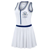 Robe débardeur blanche à col rond, fermeture éclair et plissée, en mélange de trois matières, la marque WEAR by Erin Andrews, pour femme, Los Angeles Dodgers.