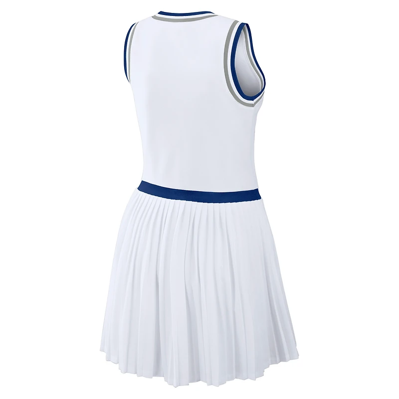 Robe débardeur blanche à col rond, fermeture éclair et plissée, en mélange de trois matières, la marque WEAR by Erin Andrews, pour femme, Los Angeles Dodgers.