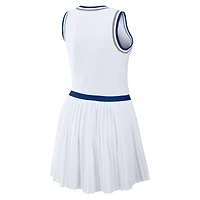 Robe débardeur blanche à col rond, fermeture éclair et plissée, en mélange de trois matières, la marque WEAR by Erin Andrews, pour femme, Los Angeles Dodgers.