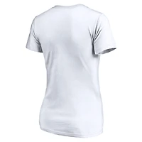 T-shirt blanc à col en V avec logo officiel des Dodgers de Los Angeles pour femmes
