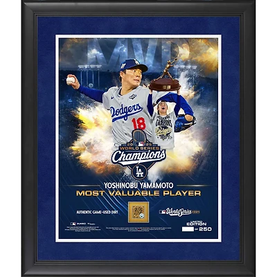 Yoshinobu Yamamoto Los Angeles Dodgers 2025 World Series Champions Framed 16" x 20" MVP Collage with a Capsule of World Series Game-Used Dirt - Limited Edition of 250