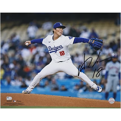 Yoshinobu Yamamoto Los Angeles Dodgers Autographed 16" x 20" Pitching Photograph 