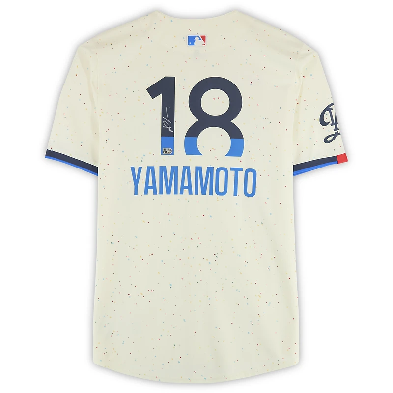 Yoshinobu Yamamoto Los Angeles Dodgers Autographed Cream Nike City Connect Limited Jersey 