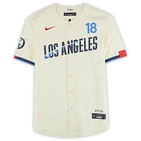 Yoshinobu Yamamoto Los Angeles Dodgers Autographed Cream Nike City Connect Limited Jersey 
