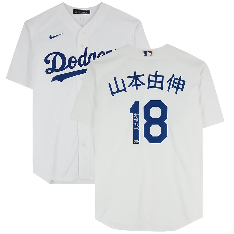 Yoshinobu Yamamoto Los Angeles Dodgers Autographed Nike White Replica Jersey - Kanji Signature