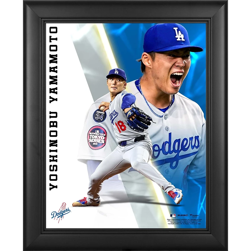Yoshinobu Yamamoto Los Angeles Dodgers Framed 13" x 16" Radiance Collage
