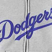 Chandail à capuchon en molleton glissière pleine longueur Los Angeles Dodgers gris chiné pour jeune