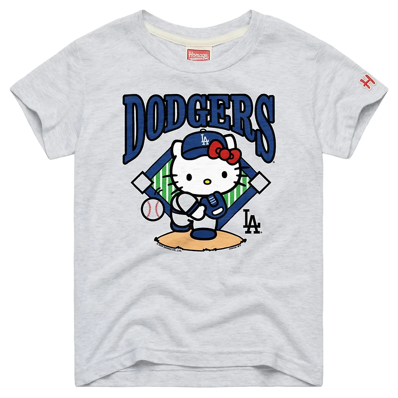 Youth Homage Ash Los Angeles Dodgers Hello Kitty x MLB Tri-Blend T-Shirt