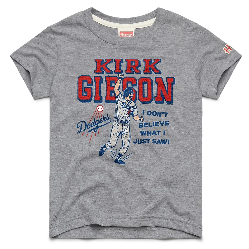 Youth Homage Kirk Gibson Gray Los Angeles Dodgers Cooperstown Collection Player Graphic Tri-Blend T-Shirt
