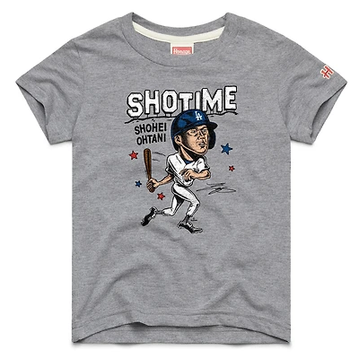 Youth Homage Shohei Ohtani Gray Los Angeles Dodgers Caricature Tri-Blend T-Shirt